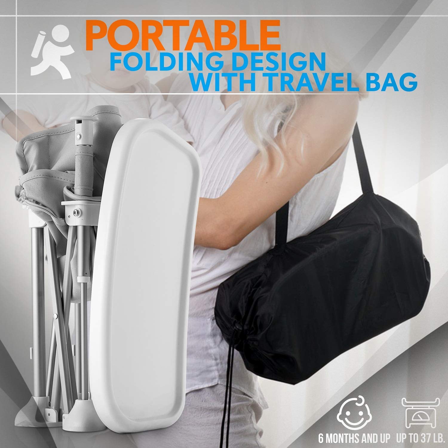 SereneLife SLBS66 Portable Baby Toddler Folding Booster Seat Feeding Chair Gray Walmart