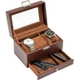 thumbnail image 1 of ProCase Caja para Reloj de 3 Ranuras, Estuche Organizador de Relojes de 2 Pisos con Tapa Vidrio Anti-polvo Almacenaje Guardarrelojes para Hombres y Mujeres (Café), 1 of 14