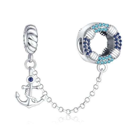 ROSIANNA 925 Sterling Silver Anchor Swim Ring Safety Charm For Bracelets