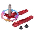 thumbnail image 1 of Juego de bielas para bicicleta de una sola velocidad de aleación de aluminio de 38T con brazo de manivela y cadena rojo mejorado para su bicicleta, 1 of 8