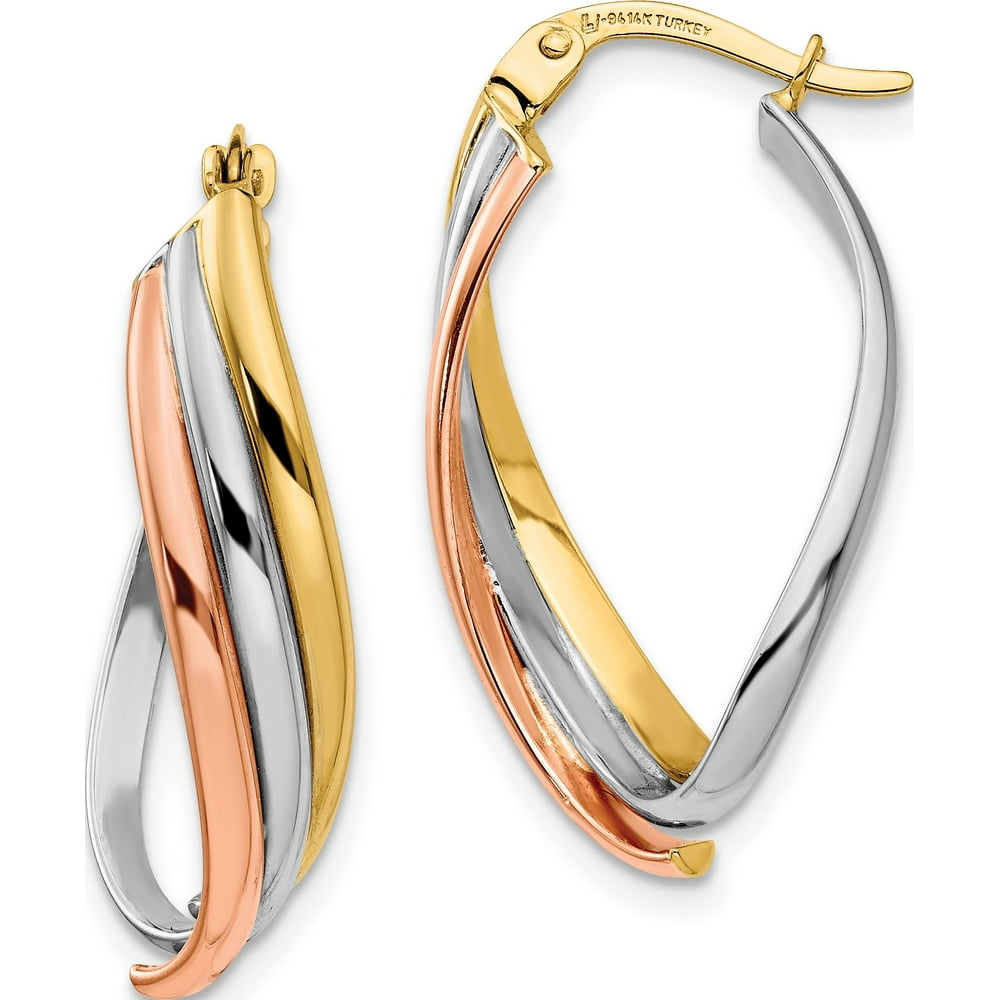 Jewelry by Sweet Pea Leslie's 14K Tricolor Polished Hoop Earrings