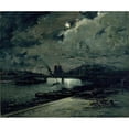 thumbnail image 2 of Frank Myers Boggs 17x15 Black Ornate Wood Framed Double Matted Museum Art Print Titled - Quai De La Seine, Paris, in the Moonlight (1898), 2 of 5