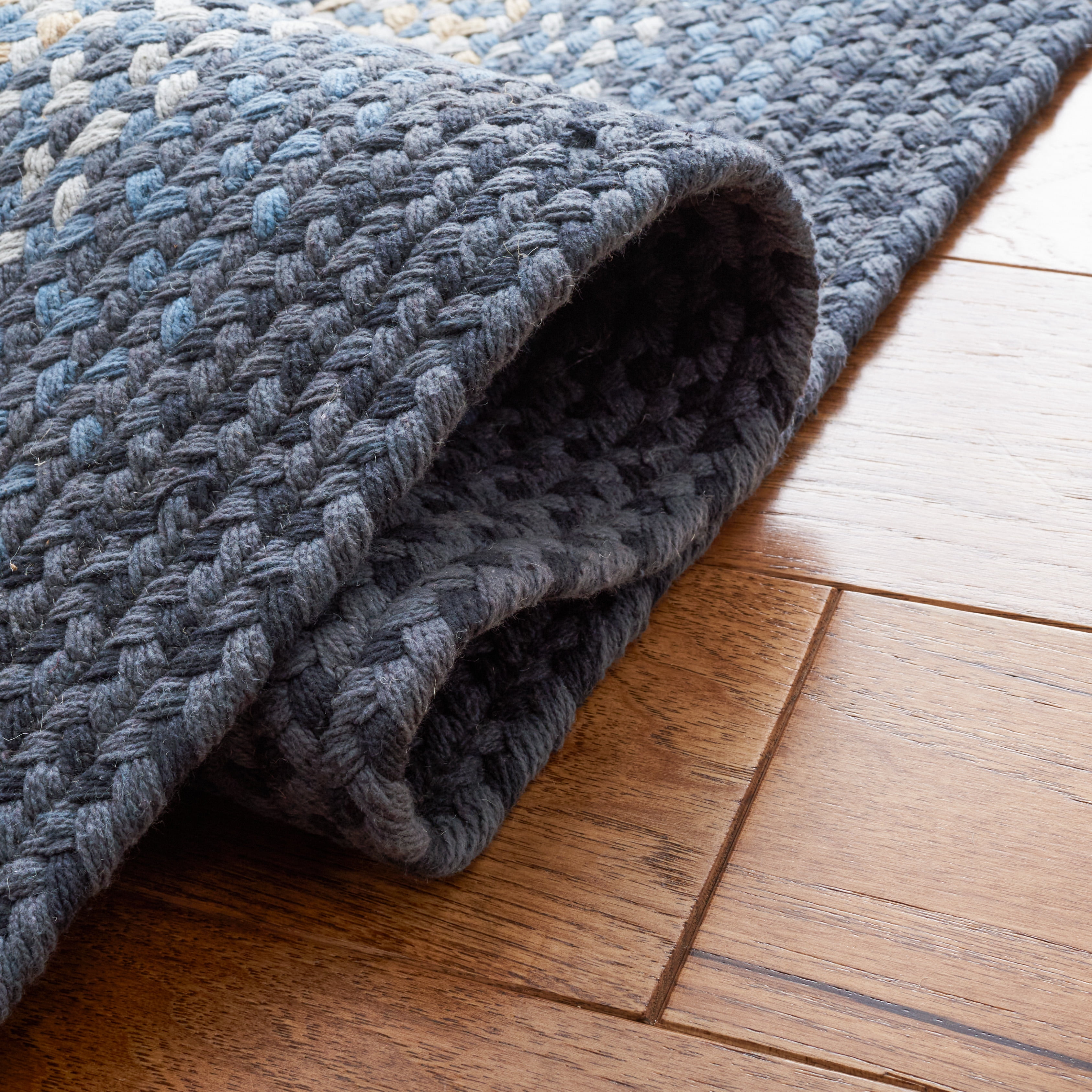 SAFAVIEH Braided Claes Bordered Reversible Area Rug, Dark Gray/Blue, 5' x 8' Oval