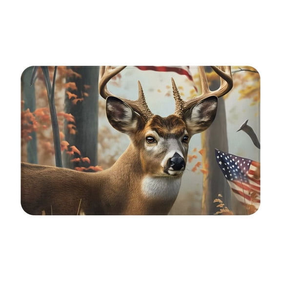 Bathroom Rugs Non Slip Washable - American Wildlife Deer Forest Kitchen Mats for Floor, Area Rugs for Entryway Rugs Indoor, Laundry Bathroom Room Door Rug with Rubber Backing 20x31.5in