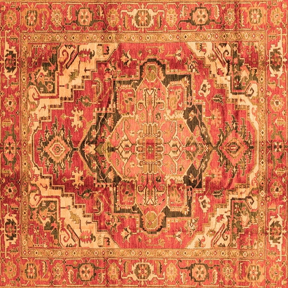 Ahgly Company Indoor Square Persian Orange Traditional Area Rugs, 4' Square