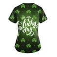 thumbnail image 2 of Mlqidk St Patricks Day Printed Scrub Tops for Women Nurse Uniforms for Women Short Sleeve V-Neck Shirts Tee Tops with Pockets Dark Green 4XL, 2 of 3