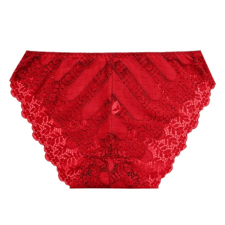 

Underwear For Women Low Waist Mesh Solid Color Cotton Crotch Lace Hollow-Out Panties For Women