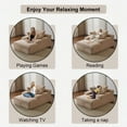 thumbnail image 4 of Oversized Chaise Lounge Chair Cozy Cloud Couch, Modern Plush Corduroy Upholstered Sleeper Sofa Daybed with 3 Throw Pillows and Wide Armrest for Living Room, No Assembly Required,Beige, 4 of 11