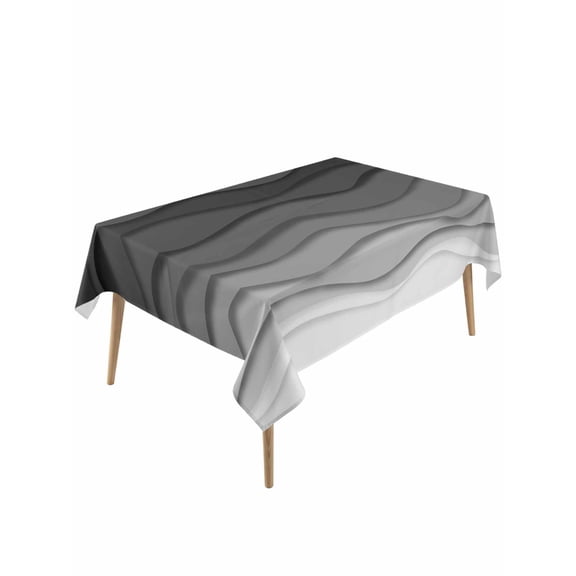 Black Ombre Stripes Table Cloth, Modern Abstract Sea Waves Spray Art Waterproof Tablecloth for Rectangle Tables, Reusable Washable Fabric Table Cover for Restaurant Kitchen Dining Tables 60"x120"