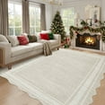 thumbnail image 1 of Garvee Modern Bordered Area Rugs, 8'x10' Abstract Aesthetic Soft Living Room Rug Irregular Non-Slip Low-Pile Scalloped Rugs Carpet for Bedroom Dining Room Home Office, Beige, 1 of 9