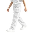 thumbnail image 5 of Spazoro Boys Corduroy Cargo Pants with Multi‑Pockets, Straight Leg Solid Color Drawstring Loose Fit Elastic Waist Casual Trousers for Daily Street White Size 4-5T, 5 of 7