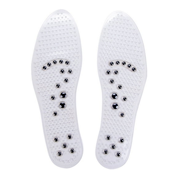 MEGICOT Cutable Magnetic Therapy Insoles, 1 Pair Breathable Acupressure Magnetic Massage Foot Therapy Reflexology Pain Relief PVC Shoe Insoles With 18pcs Magnets Fits All Men and Women