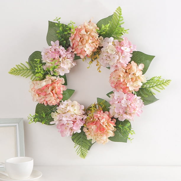 Hydrangea Wreath with Dead Branches | Artificial Rattan Garland | Spring Welcome Door Decoration | Green Leaf Display | Wedding Holiday Wall Hanging | 1 Pack