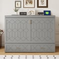 thumbnail image 4 of Queen Size Murphy Bed with drawer & USB Ports,Folding Storage Wall Bed Furniture for Bedroom,Office,Guest Room, Gray, 4 of 7