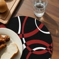 thumbnail image 3 of Red Geometric Round Placemats Set of 8 for Dinning Tables,Heat-proof Braided Table Mats 15 Inch,Vintage Abstract Stripes Aesthetic Art Washable Place Mat for Kitchen Restaurant Party Table Decor, 3 of 9