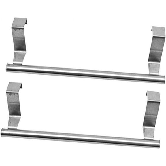 Over Cabinet Door Towel Rack Stainless Steel Towel Holder for Kitchen, Bathroom, Hand Dish, Tea Towels. No Installation Needed，2 Pack（14.37 in）