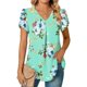 thumbnail image 1 of Blusas de gasa elegantes de verano para mujer, cuello en V, manga corta de pétalo, camisetas básicas plisadas informales, 1 of 3