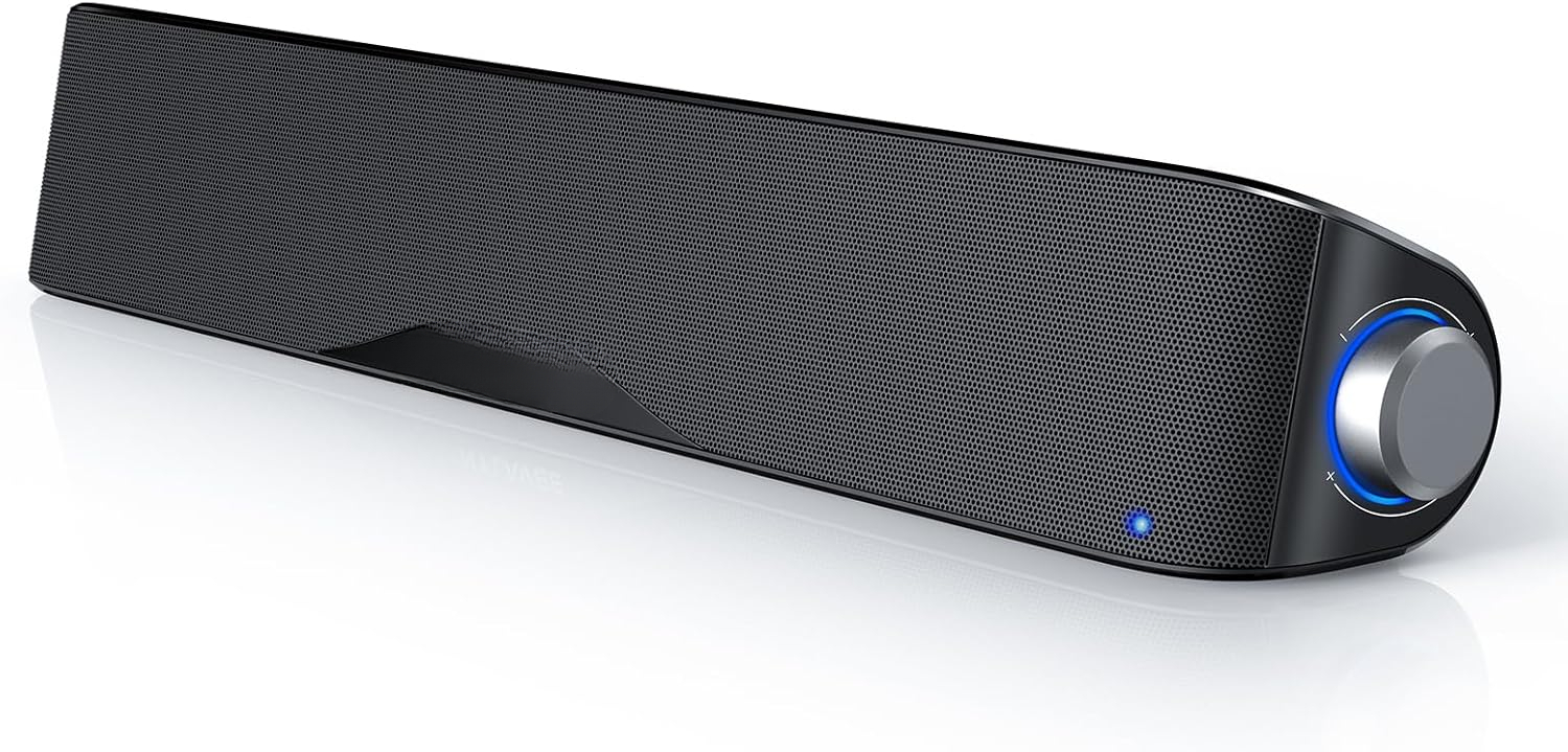 HiFi Computer Sound Bar, USB Powered Speakers with Bluetooth 5.0 & Aux-in, for Desktop PC, Laptop, Xbox, Phones, Tablets, Gaming