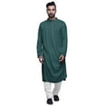 thumbnail image 1 of Atasi Kurta en Rayonne Slub à Manches Longues, Uni, Col Chinois, Kurta pour Homme, 1 of 7