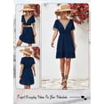 thumbnail image 7 of HUBERY Women Swiss Dot Lace Trim V Neck Short Sleeve Ruffle Hem Mini Dress, 7 of 7