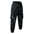 thumbnail image 4 of Camo Pants Men Joggers Slim Fit Combat Military Camouflage Cargo Pants with Multi Pockets Elastic Waist Drawstring BDU Pants Men Black XXL, 4 of 4