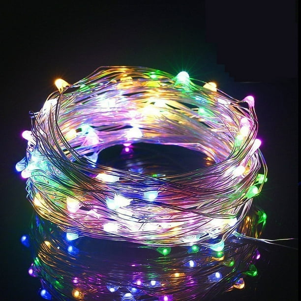Qishi Outdoor String Lights 100led 33ft, Outdoor Rope Lights Battery Operated