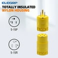 thumbnail image 2 of ELEGRP 15 Amp 125 Volt NEMA 5-15R 2 Pole 3 Wire Grounding Straight Blade Electrical Connector Replacement Cord Outlet Commercial Grade, Yellow, 1 Pack, 2 of 6