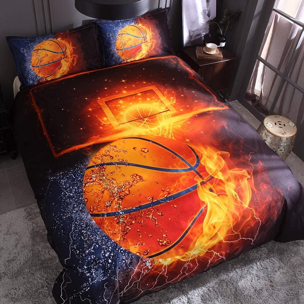 3D Sports Bedding Set for Teen Boys Duvet Cover Sets with Pillowcases Twin Queen 