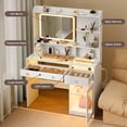 thumbnail image 4 of Satifur Modern LED Vanity Desk with Charging Station & Storage, White Makeup Table for Bedroom, 4 of 10