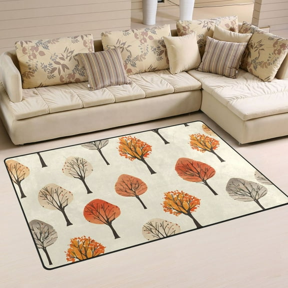 Autumn Trees Area Rug Washable Floor Carpet Mat 60 x 39 inch for Bedroom Living Room Kids Room Home Decor