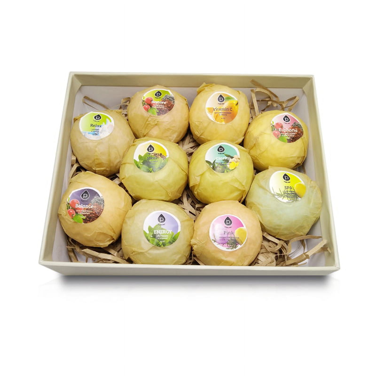 Pursonic Natural & Organic Assorted Bath Bomb Gift Set, 4.1 Oz, 10 Count