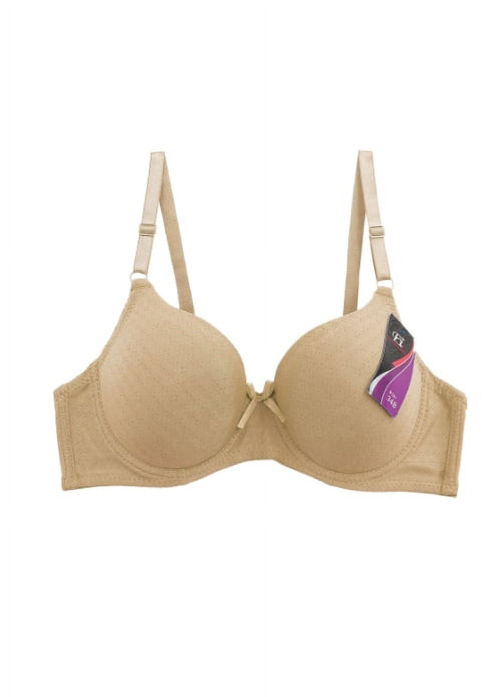 Women's Supportive Molded Cup Cotton Blend Bra Pack of 6 Assorted Colors B191 (B, 34)