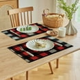 thumbnail image 5 of Fenyluxe Set of 4 Red &amp;Black Buffalo Check Plaid Placemat-Buffalo Plaid Check Placemats, Reversible Burlap Christmas Placemats for Christmas Table Decorations and Lumberjack Party Supplies 18x12in, 5 of 8