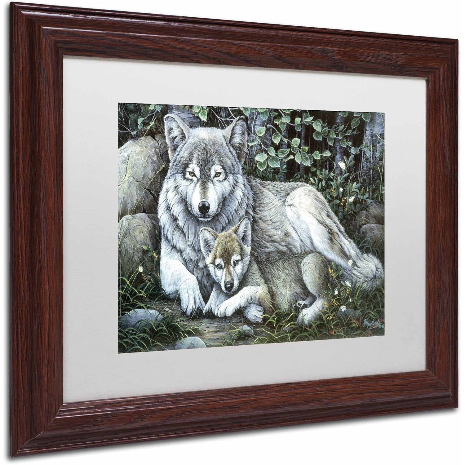 Trademark Fine Art 'Tender Moment' Canvas Art by Jenny Newland, White Matte, Wood Frame