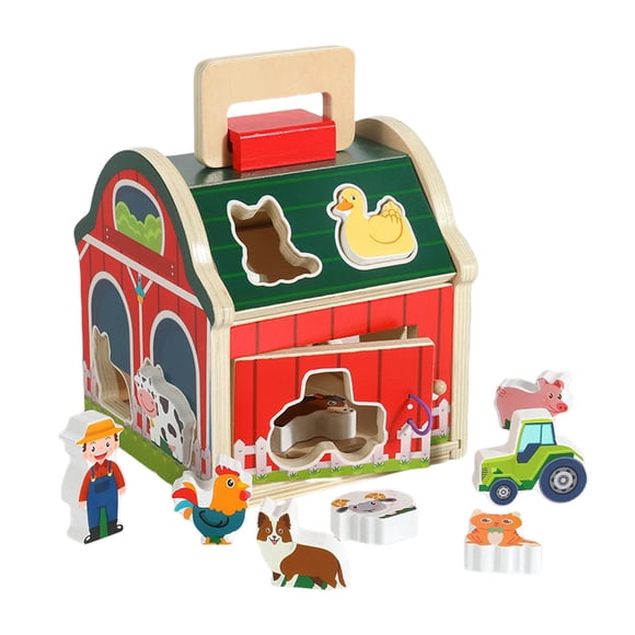 Wooden Activity Cube Shape Sorter Box Early Learning Shape Sorting Cube for Ages