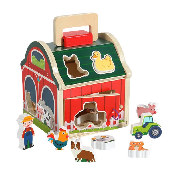 Caja clasificadora de forma de cubo de actividad de madera Juguete Montessori Clasificación de forma de color Juguete a juego Percepción de color