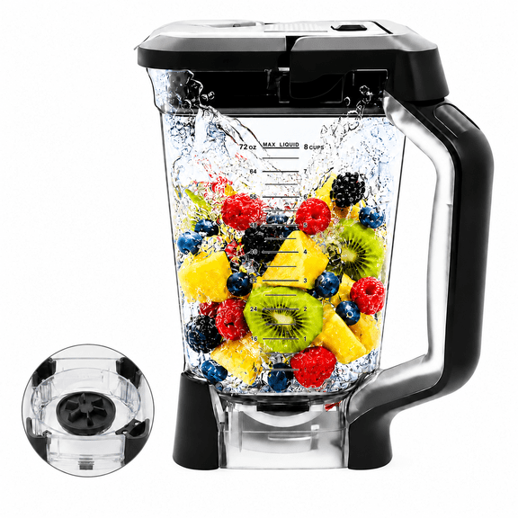 72 oz XL Pitcher with Lid Compatible with Ninja Blender BL610 BL610BRN BL610C BL710WM BL710WMC CO610B CO650B CT610 CT610C CT611C, Replacement Jar