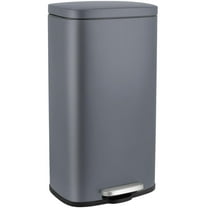 LAZY BUDDY 8 Gallon Kitchen Step Trash Can, Stainless Steel Garbage Can Rectangular Rubbish Bin with Lid