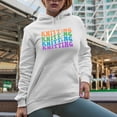 thumbnail image 2 of Knitting, Knitter Themed, Groovy Retro Wavy Text Merch Gift, White Hooded Sweatshirt or Hoodie, Small, 2 of 5
