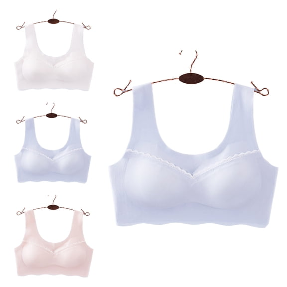 LYMAYTER Girls Training Bra Seamless Sports Bra Removable Pads Comfortable Teens Girls Bra M-2XL