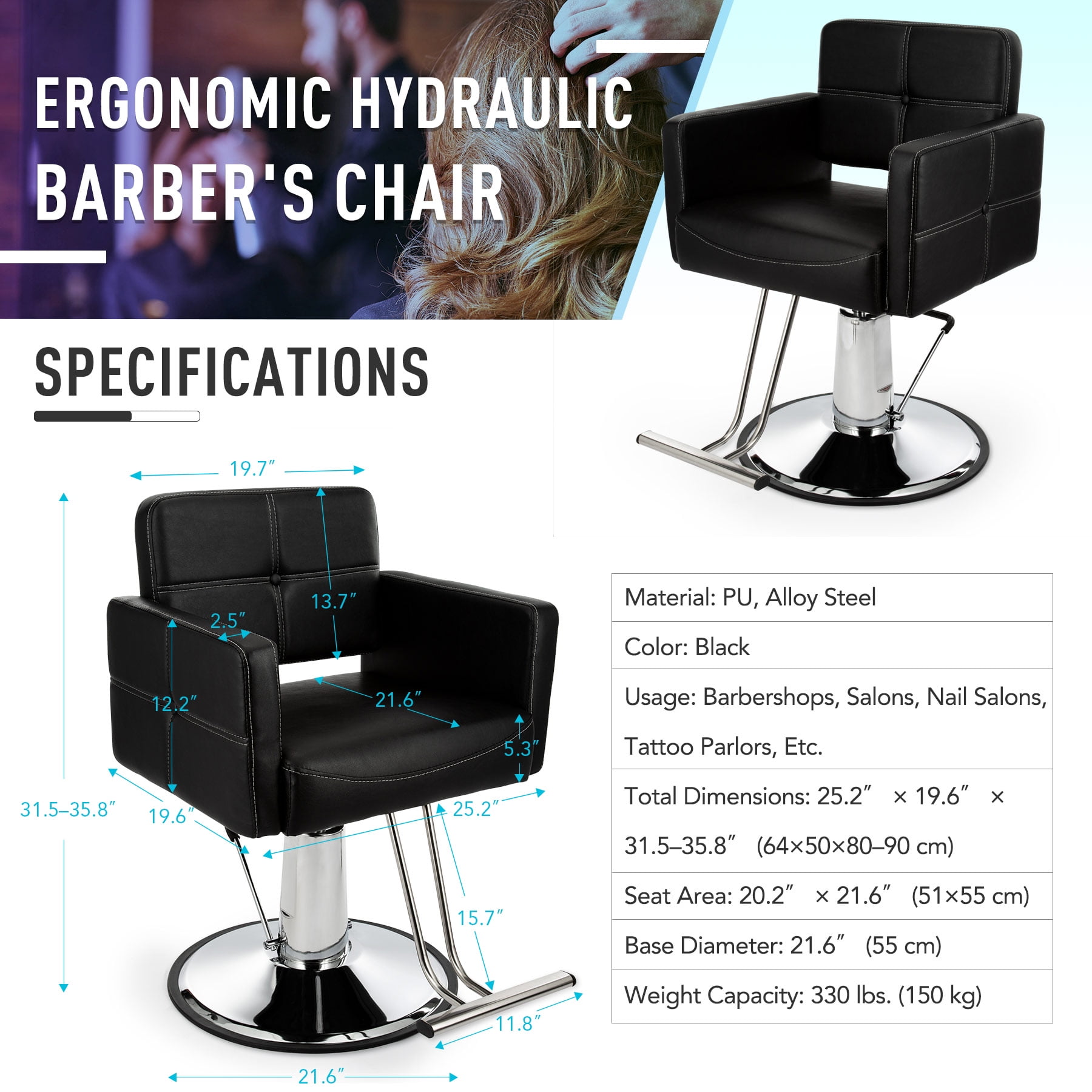 Hydraulic Salon Chair Barber Chair Spa Equipment for Beauty Parlor or Hair Salon