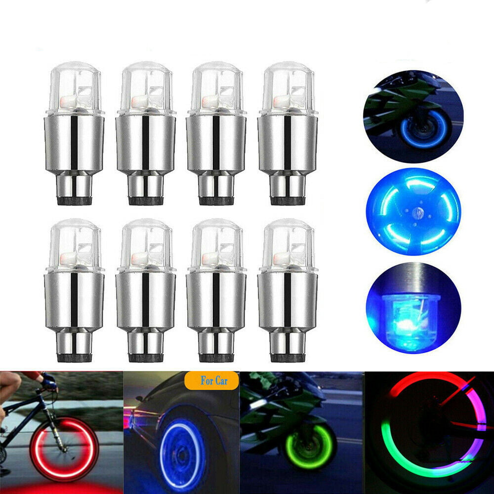 2Pcs Flash Neon LED Motorbike Car Bike Wheel Tire Tyre Valve Cap Lamp Light Bulb 