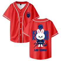 Stray Kids SKZ Karma Lee Know Merch Baseball Jersey Short Sleeve Button-up Shirts Women Men Streetwear Tops