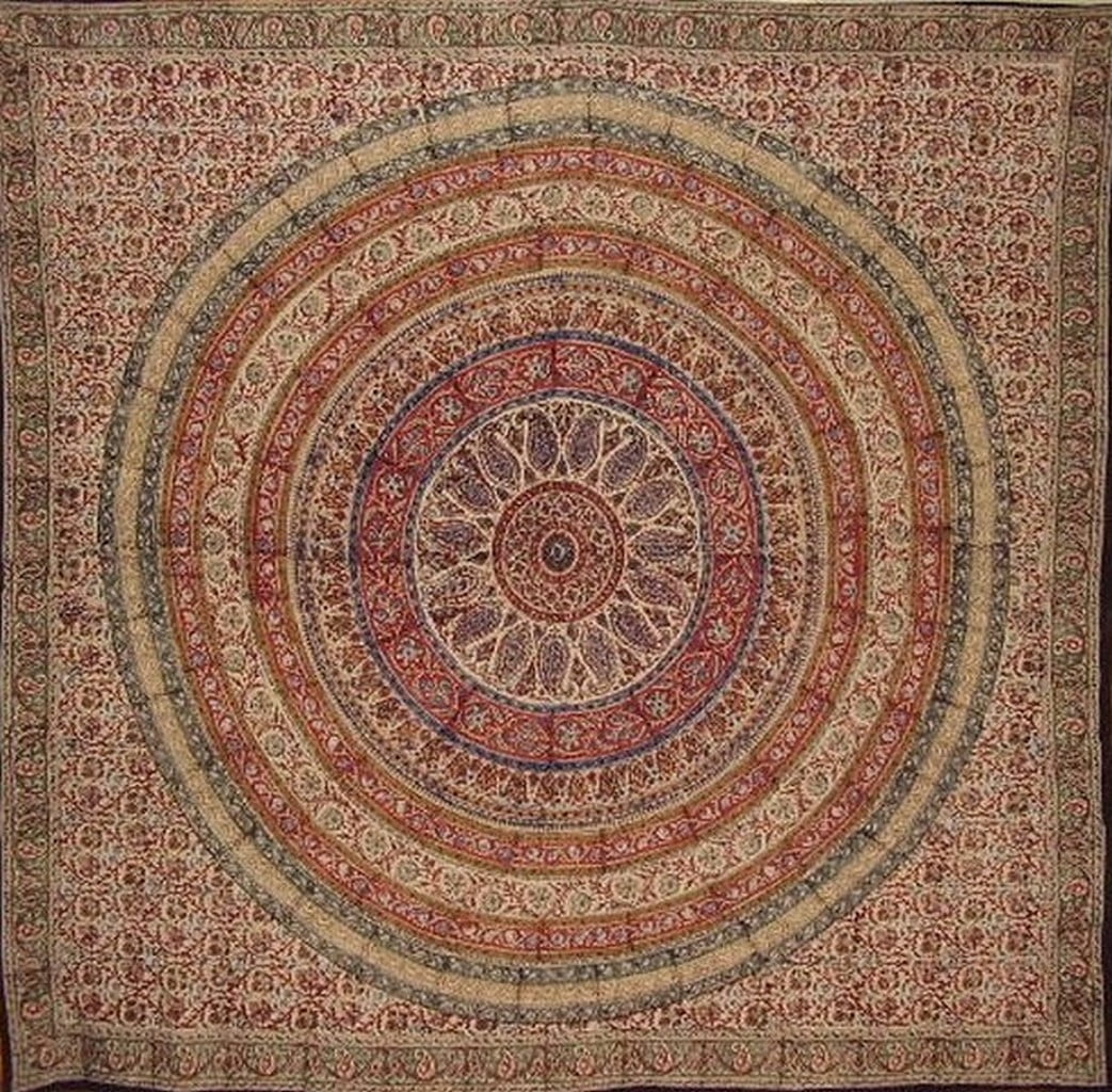 Kalamkari Block Print Reversible Duvet Cover Cotton 106 X 96