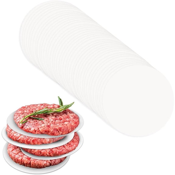 200 Pcs Burger Patty Paper Hamburger Parchment Papers 4" Non-Stick Round Hamburger Patty Paper Sheets for Burger Press Baking Non Stick Paper Rounds Set for Patty Separating Food Freezing (White)