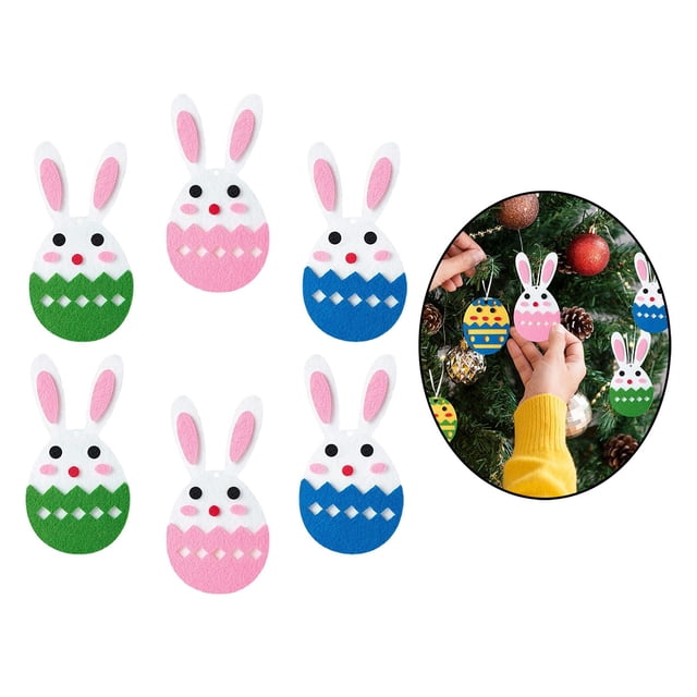 Juego de 6 adornos de fieltro de Pascua, adornos colgantes de fieltro de Pascua, decoraciones coloridas para árboles de Pascua, adornos de Pascua DIY Macarena Colgante de Pascua