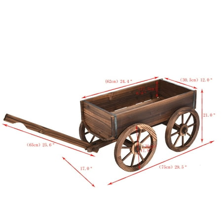 Costway Wood Wagon Flower Planter Pot Stand W Wheels Home Garden Outdoor Decor Canada Costway Wood Wagon Flower Planter Pot, Wooden Garden Wagon