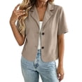 thumbnail image 7 of Admvng Women's Short Sleeve Cropped Blazer Lapel Collar Lightweight Cropped Suit Jacket Casual Work Tops, 7 of 7
