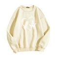 thumbnail image 3 of HOWPAY Valentines Sweatshirt for Women Oversized Love Heart Graphic Long Sleeve Crewneck Pullover Loose Fit Causal Drop Shoulder Shirt Soft Cozy Y2K Clothes Beige L, 3 of 3