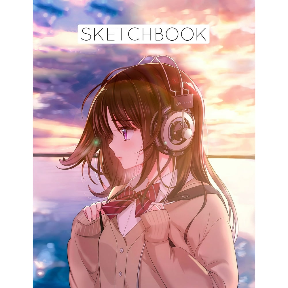Sketchbook Anime style cover, sketchbook for Drawing, Coloring